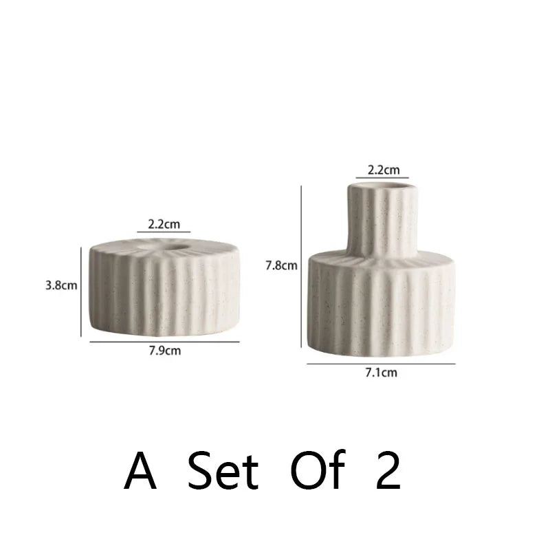 Set of 2 Ceramic Candle Holders - Product view 3
