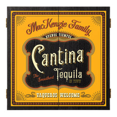 Tequila themed personalized dartboard cabinet