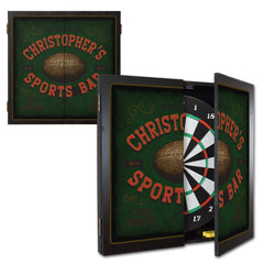 sports bar football personalized dartboard cabinet