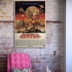Barbarella Queen of the Galaxy - sci-fi movie poster on wood