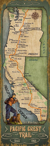 PCT map - vintage wood sign