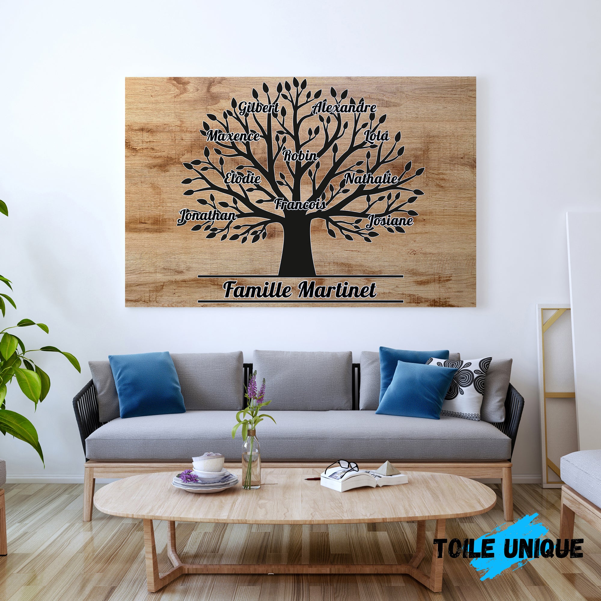 Tableau arbre de vie personnalisé, Famille, Prénom, Chêne Aquarelle Ve –  LIOW