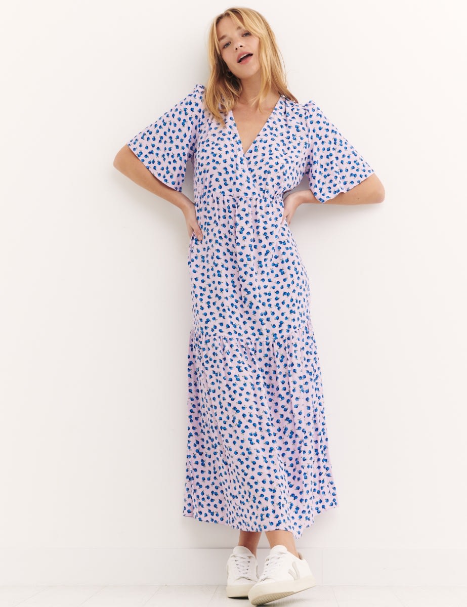 Blue Ditsy floral Clementine Midi Dress