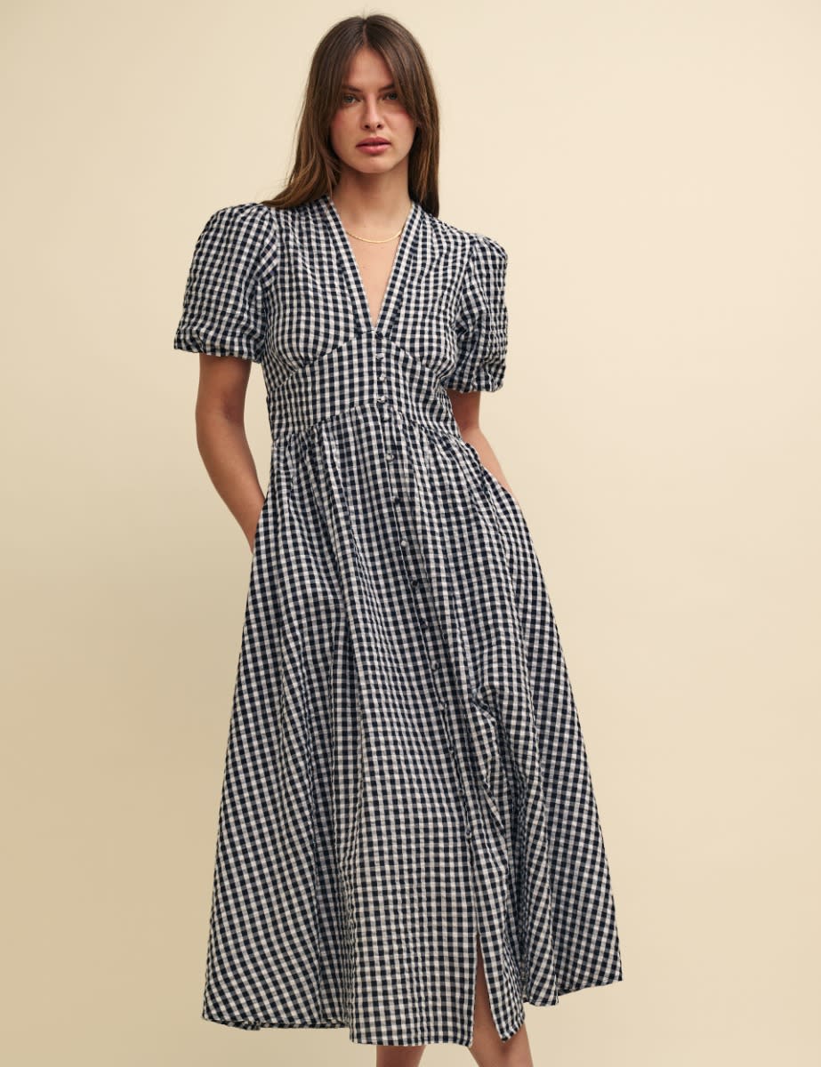 Black Gingham Check Starlight Midaxi Dress