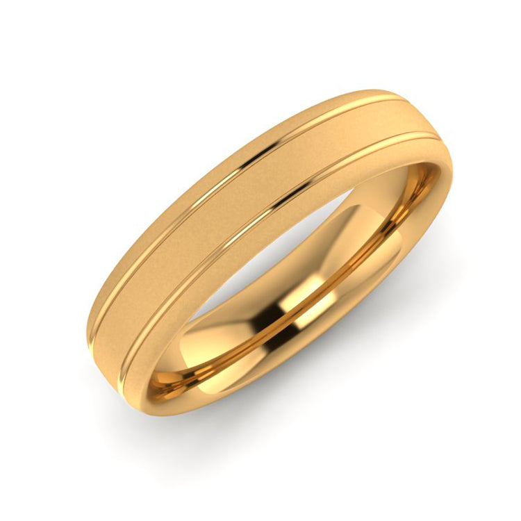 18ct Gold 5mm Wedding Ring with engraved lines – Carolyn Codd