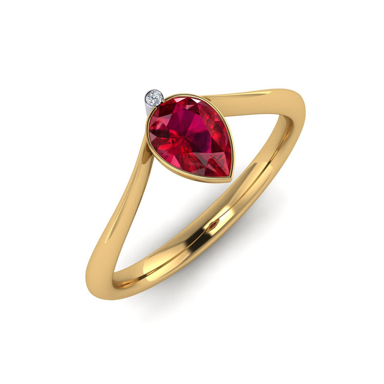 Pear Shape Ruby and Diamond 18ct Gold Ring – Carolyn Codd