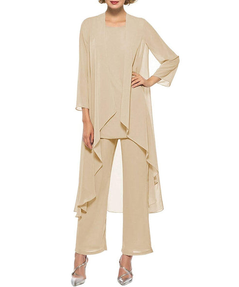 Guest Dressed-Mother of the Bride/Groom 3 Piece Pantsuit in Champagne ...