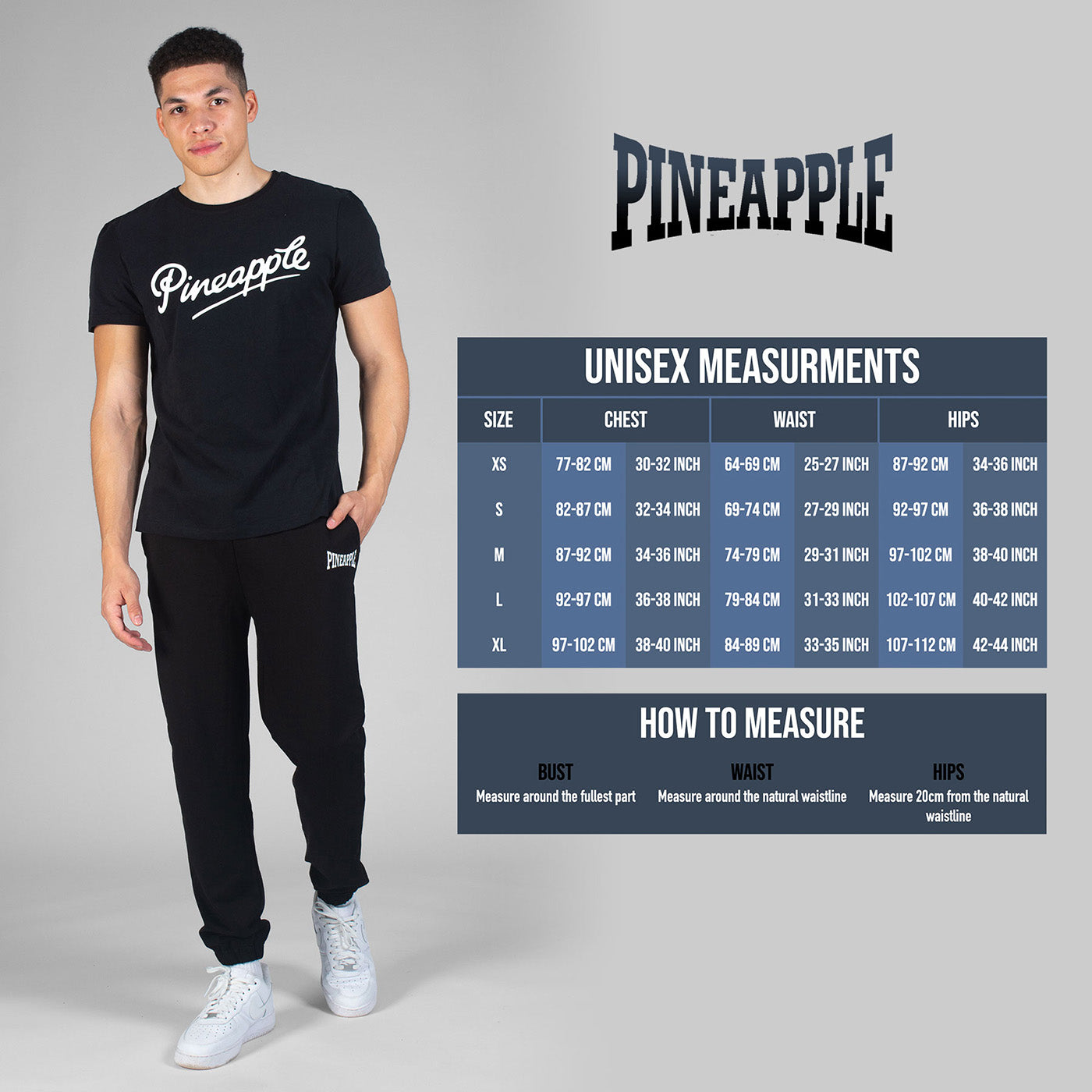 Pineapple Size Guide Unisex Adults