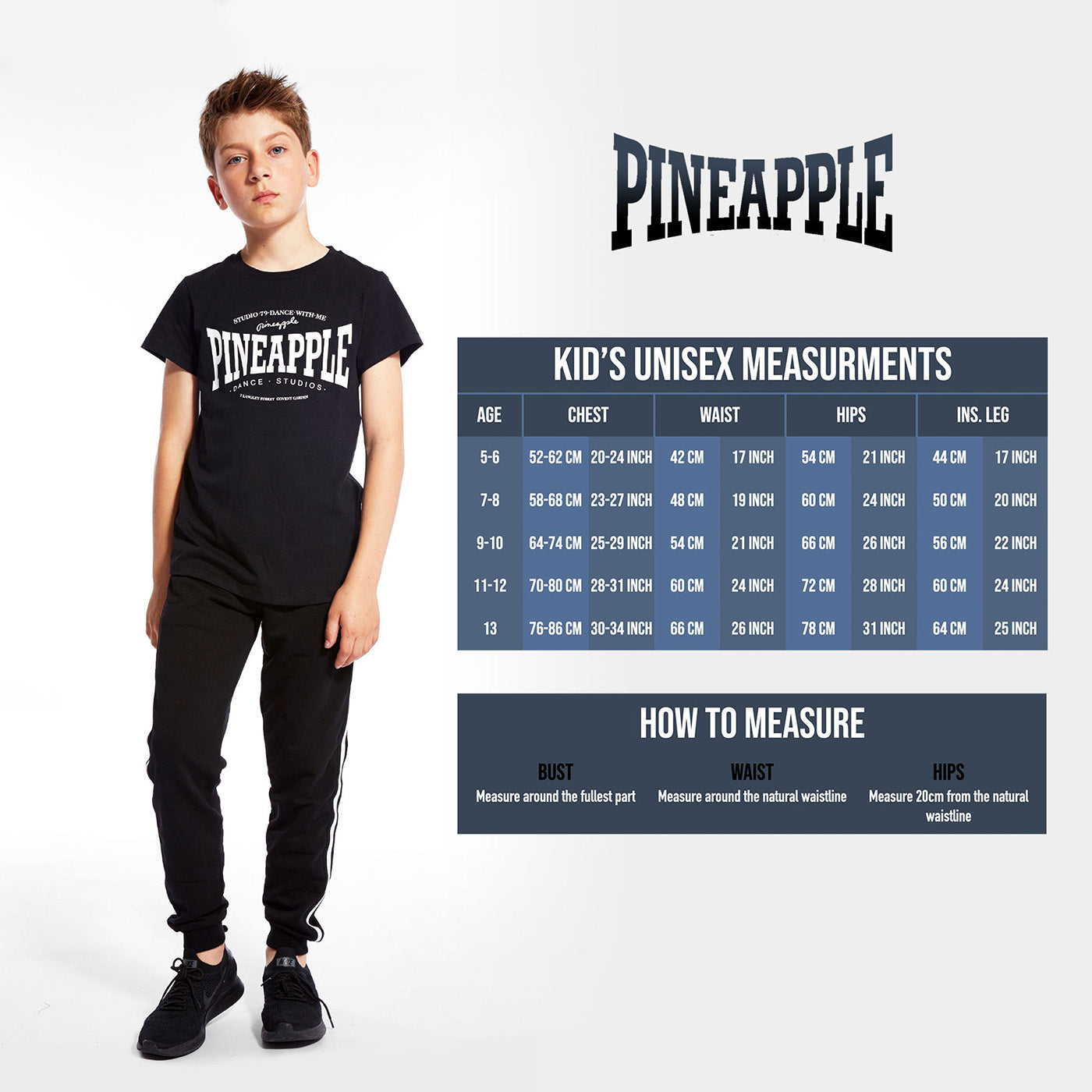 Pineapple Size Guide Unisex Kids