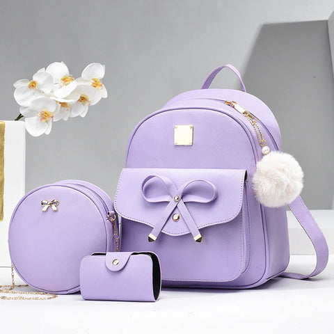 Mochila Feminina Kawaii - Kit com 3 peças