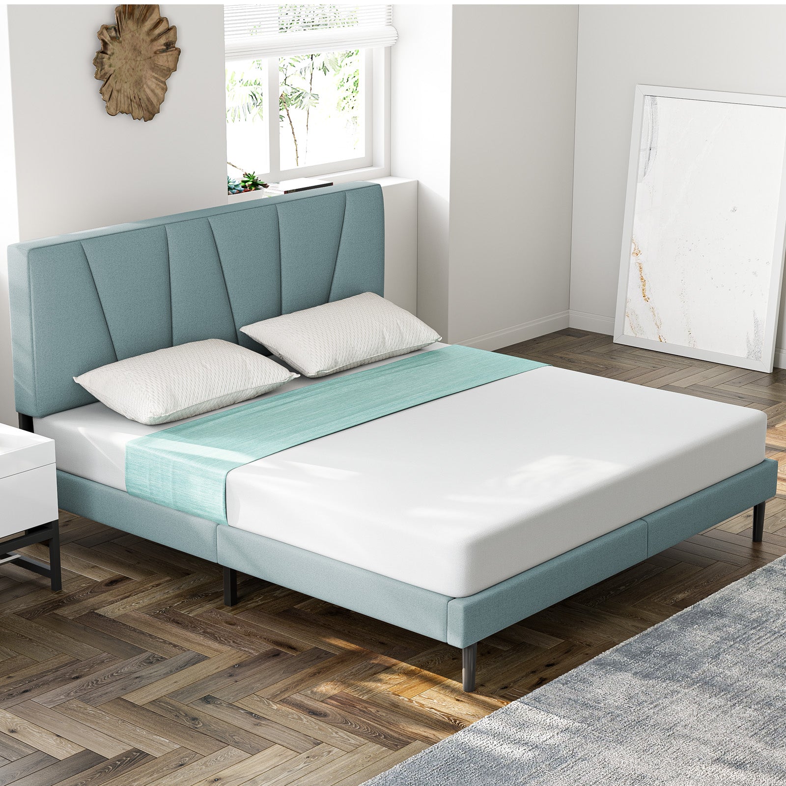 S SECRETLAND Bed Frame with Headboard ,Green – Ssecretland