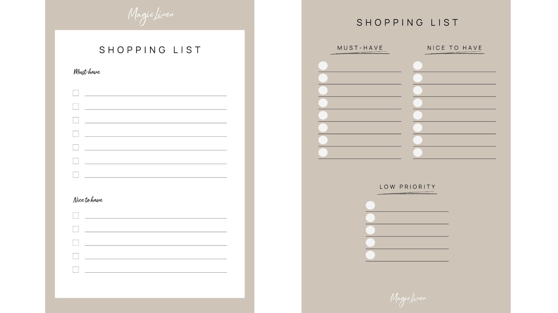 MagicLinen's Shopping Lists