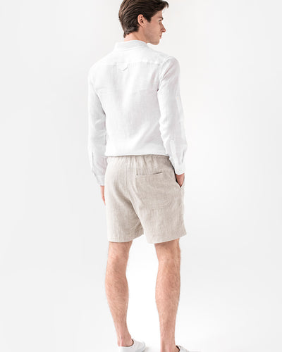 Linen Cargo Shorts for Men LUGANO. Drawstring Shorts, Elastic