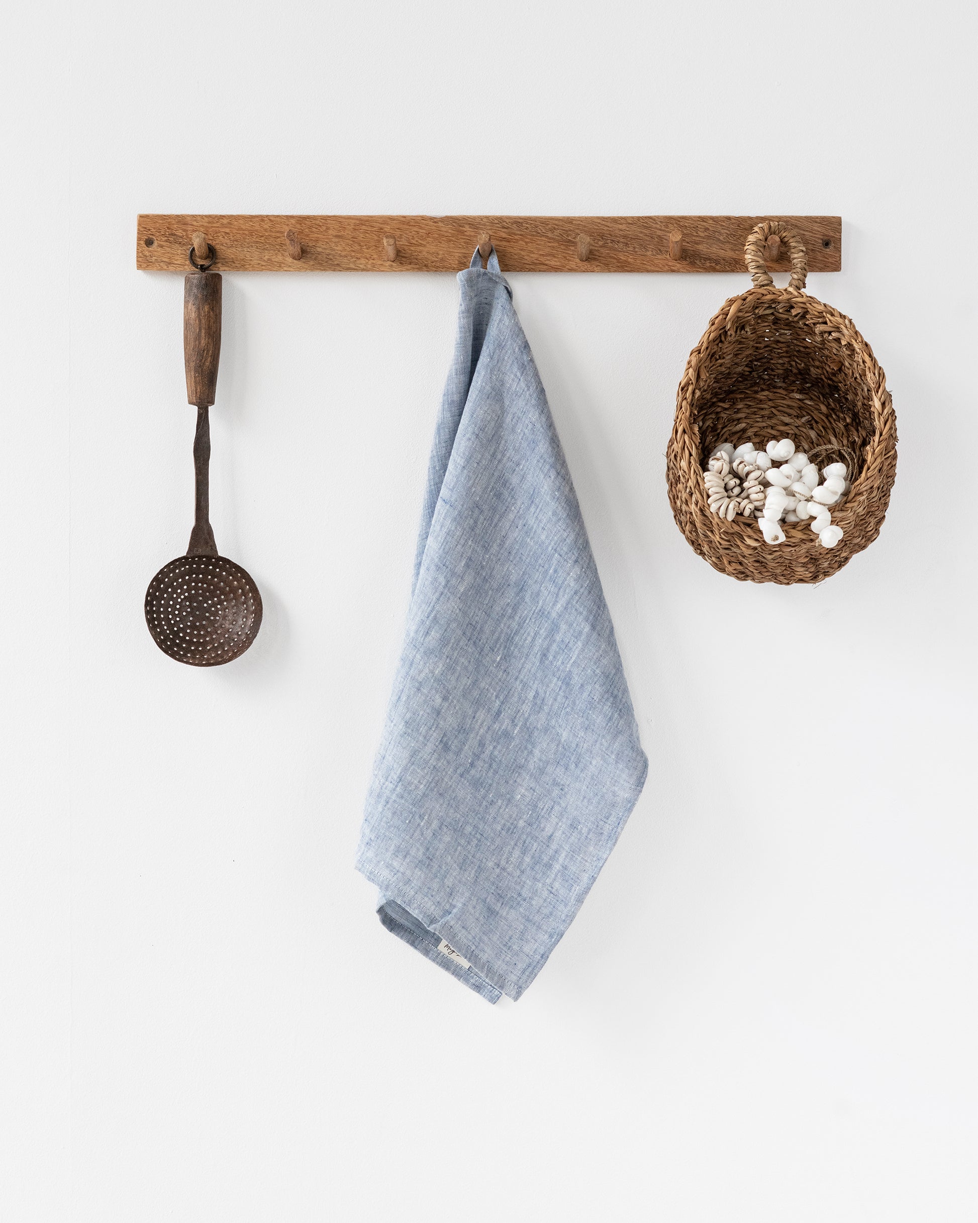 Linen tea towel in Blue melange - MagicLinen