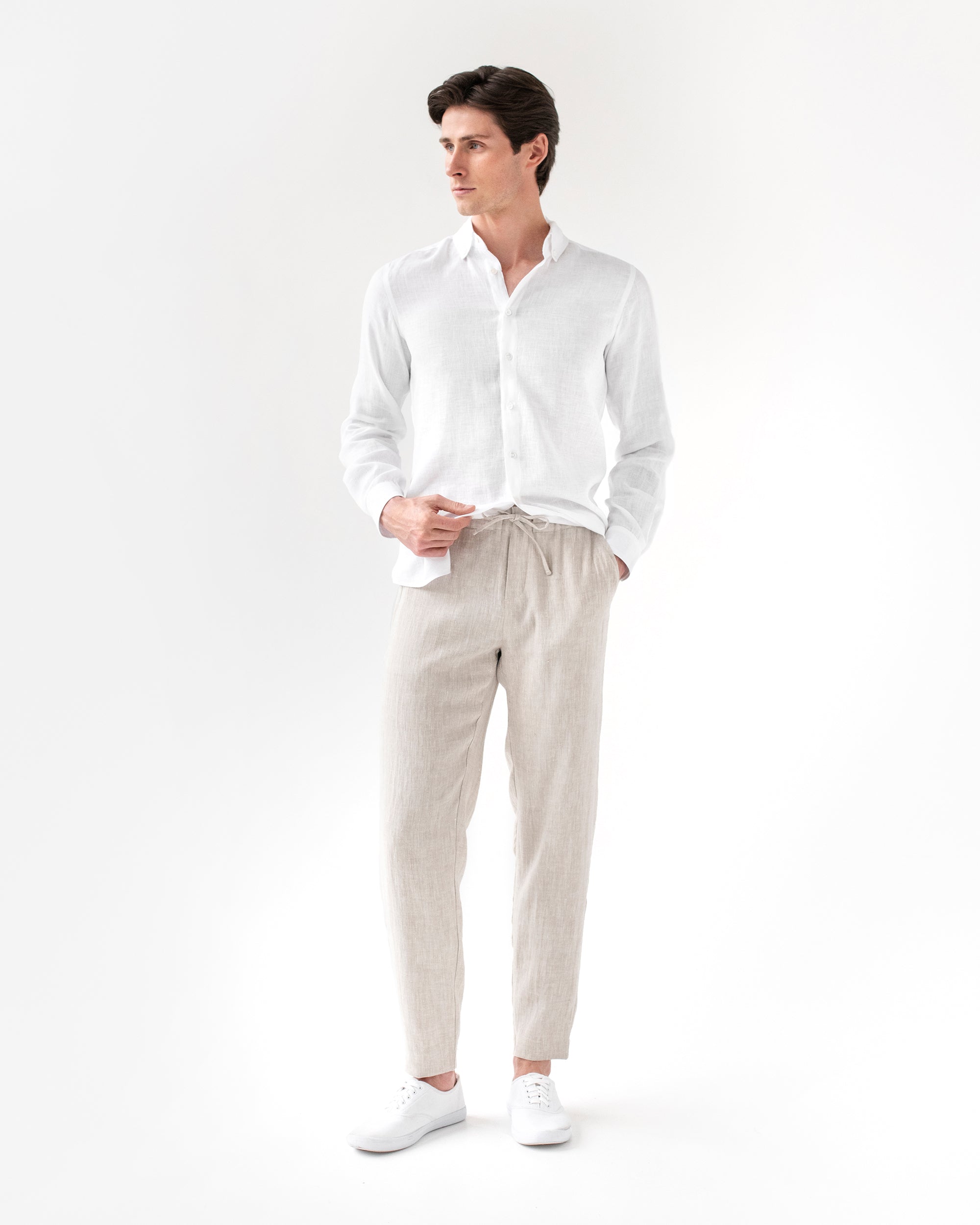 ONLY & SONS Mark Cotton Linen Pants Chinchilla