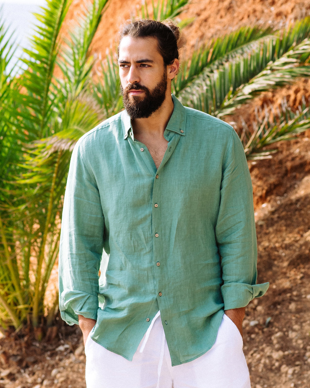 Men's Linen Shirt NEVADA in Matcha green | MagicLinen