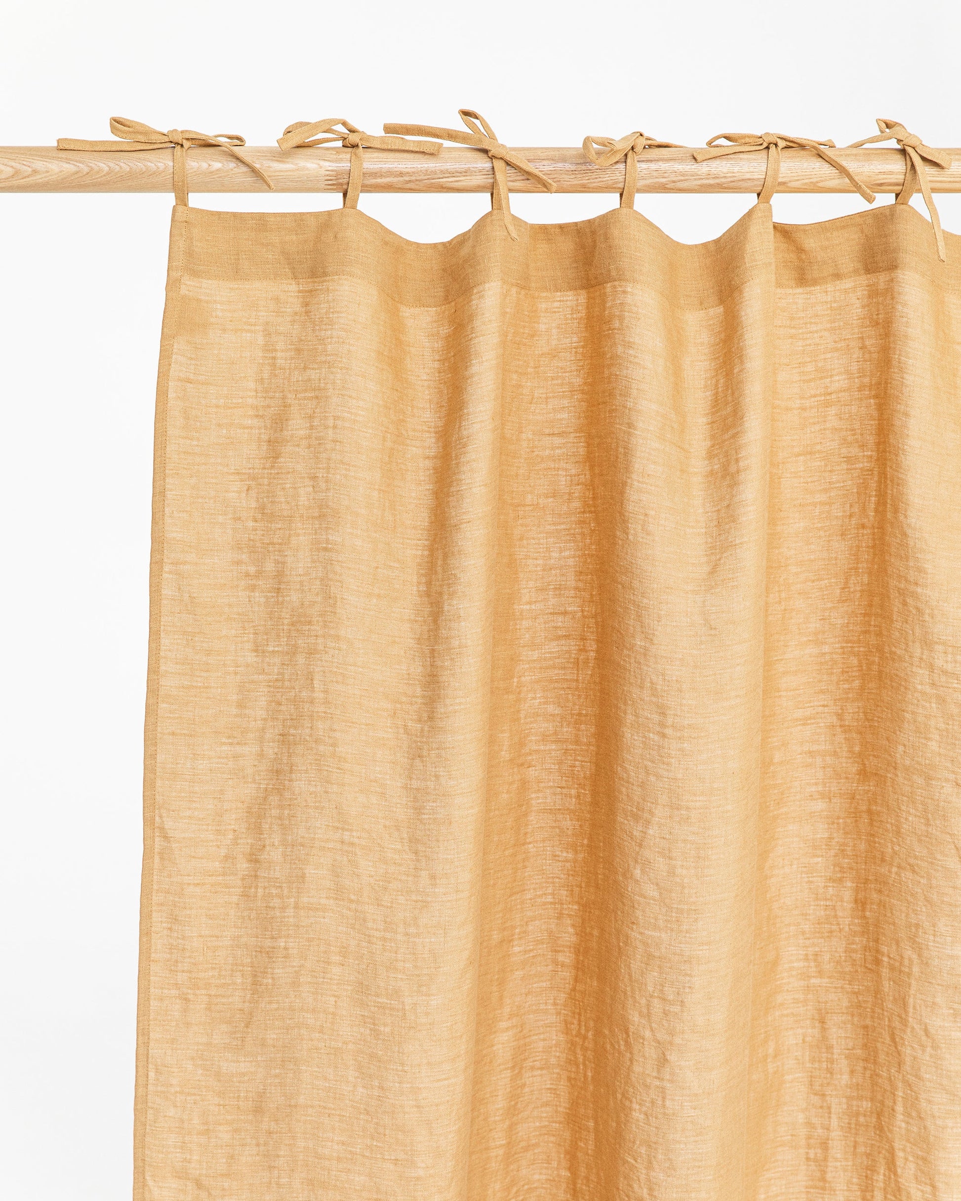 Tie top linen curtain panel (1 pcs) in Tan - MagicLinen