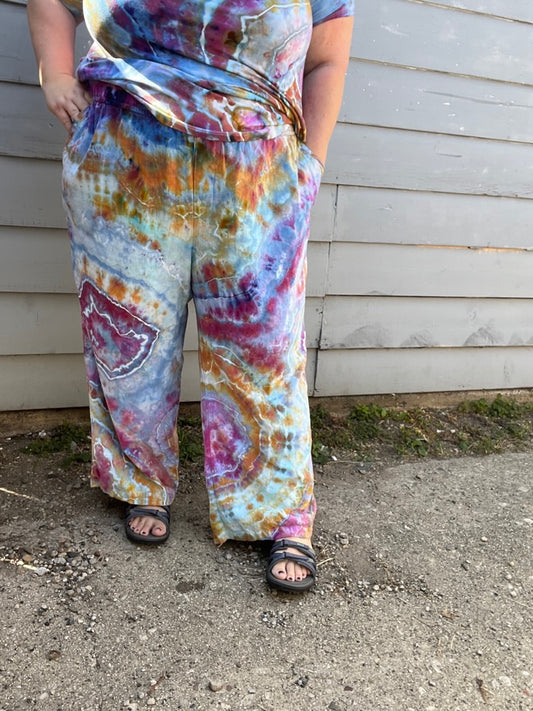 Tie Dye Linen Pants 3X Ice Dye Agate Watercolor – nancyshandmadegoods