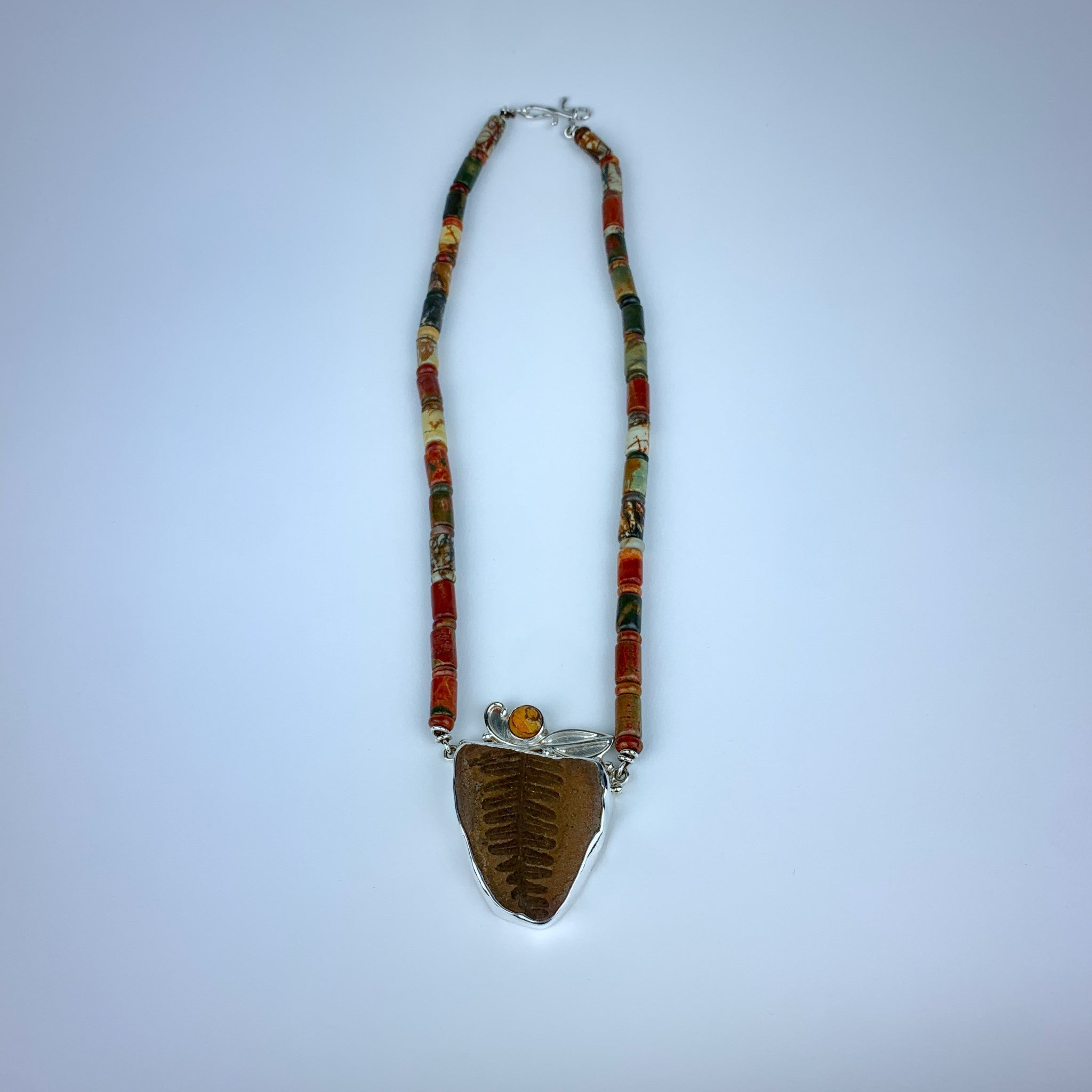 Kathy Overstreet Red Creek Jasper / Fern Fossil Necklace
