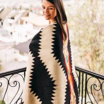 Artisan-Made Blankets & Throws (Tsachila - Colorful Black)