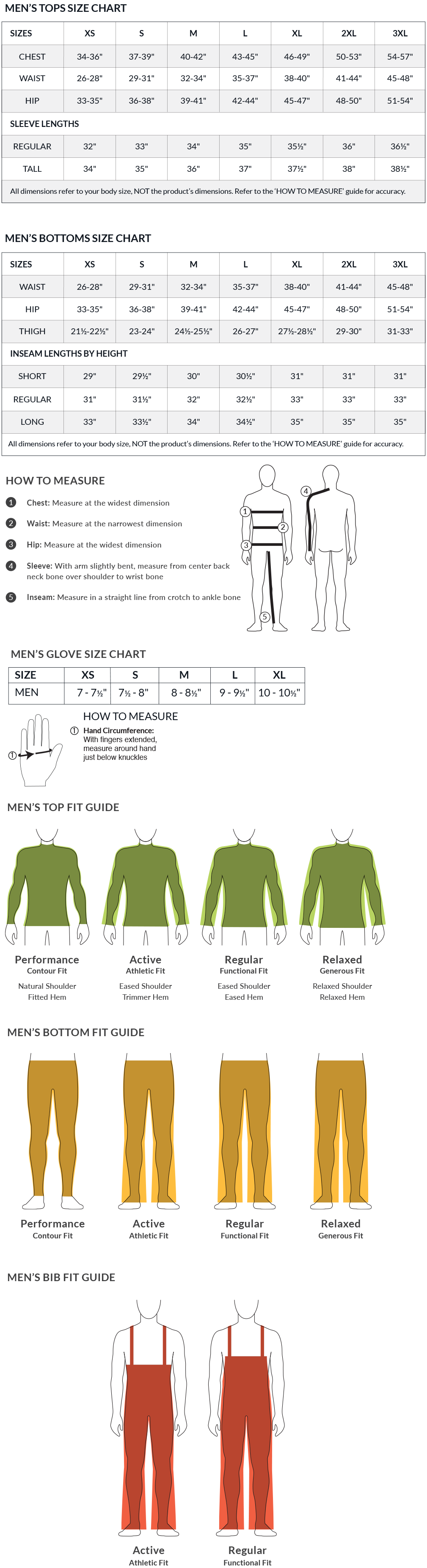 Size Chart, Men's Clothing Size Chart