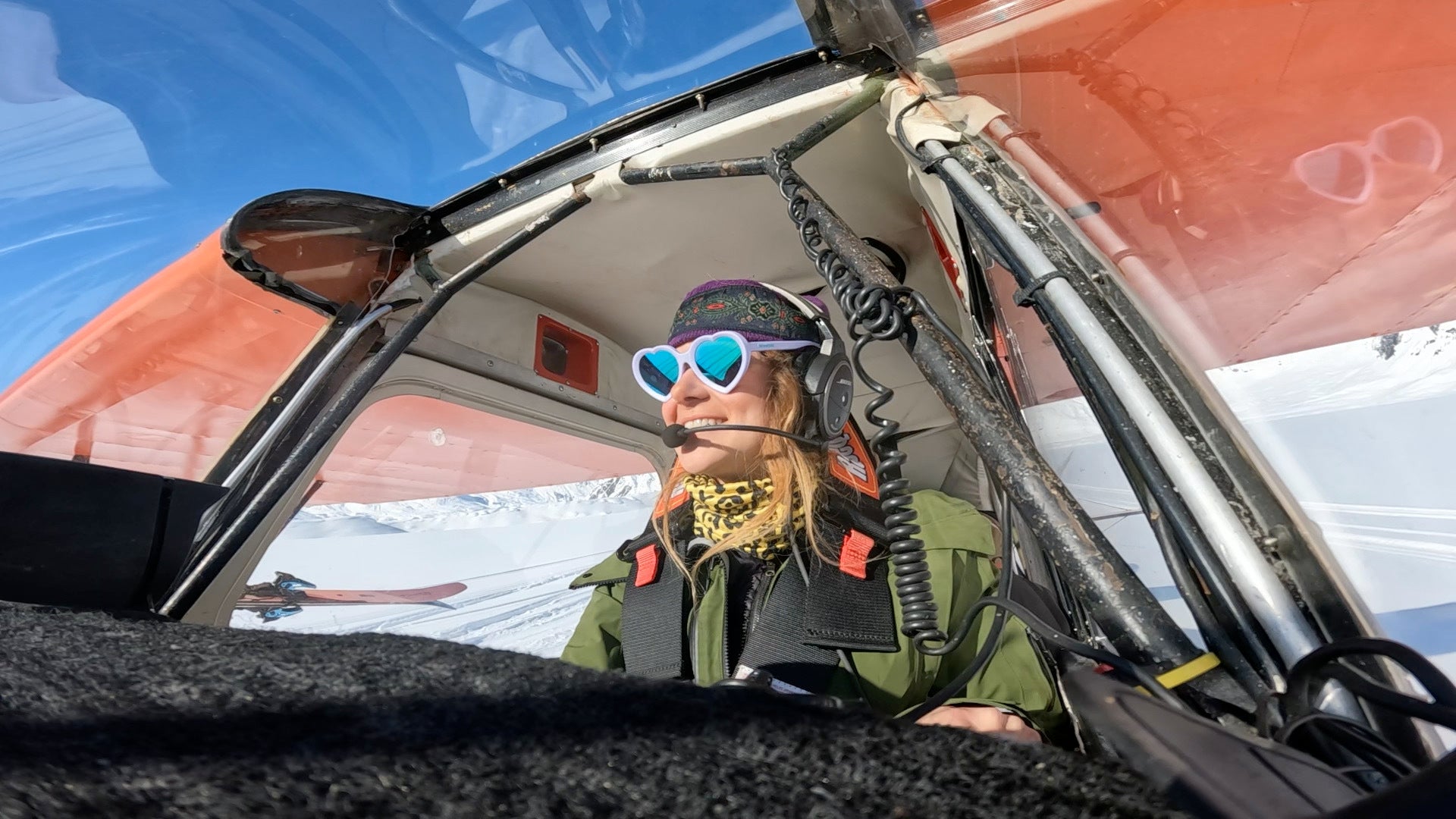 Anna Tedesco in an airplane in Alaska