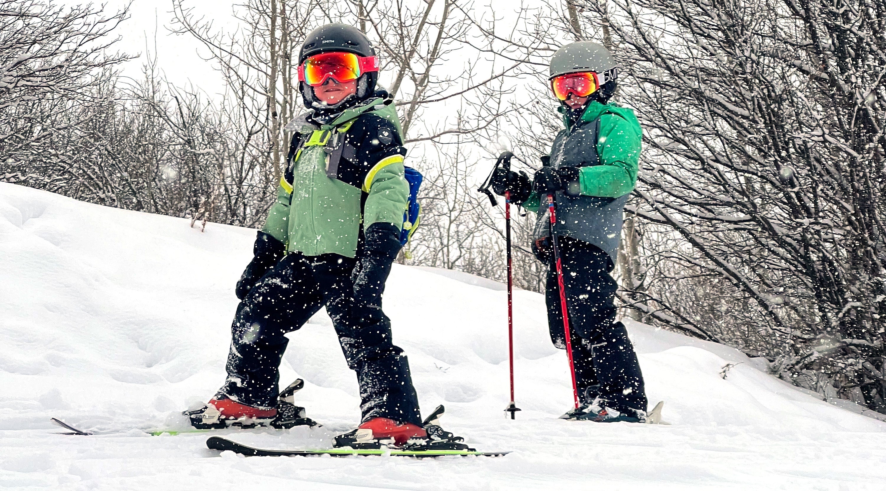 two brothers skiing in Obermeyer Outerwear