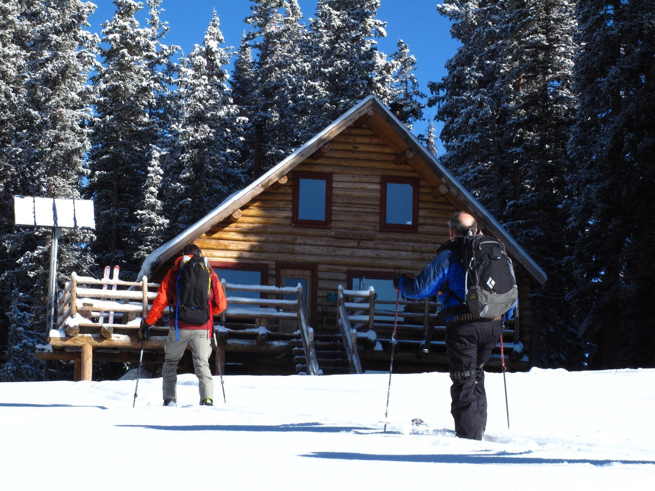 A couple approaches their tenth mountain hut