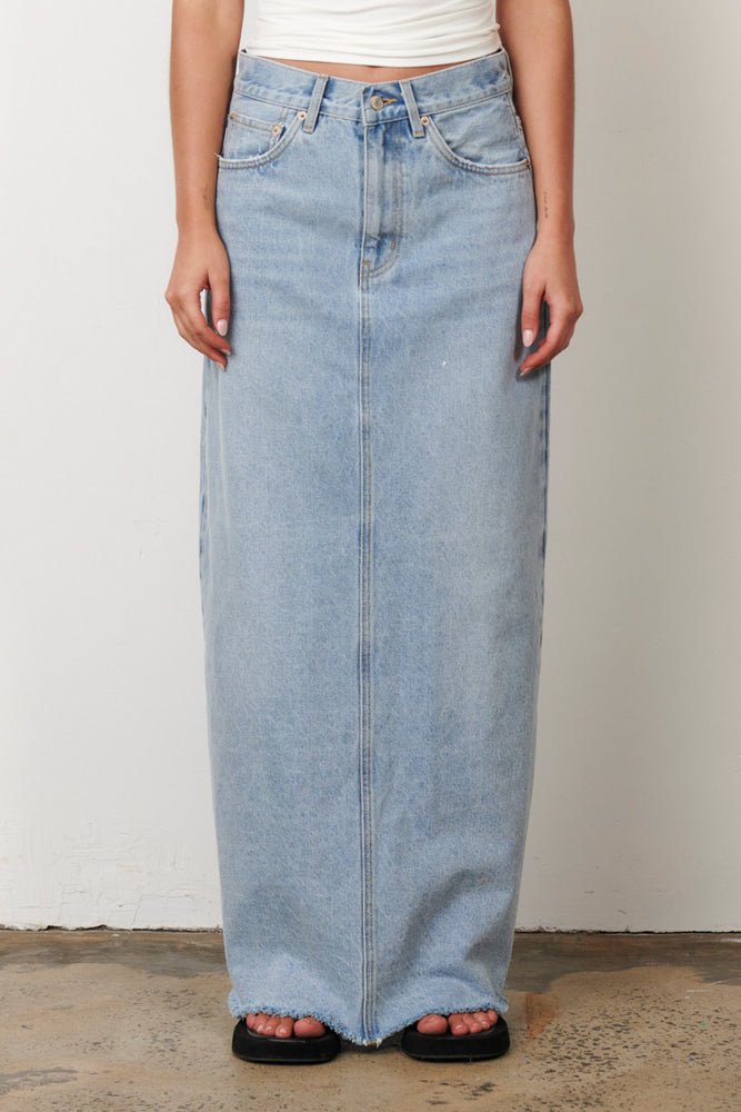 Hudson Denim Maxi Skirt - Saltwater Blue