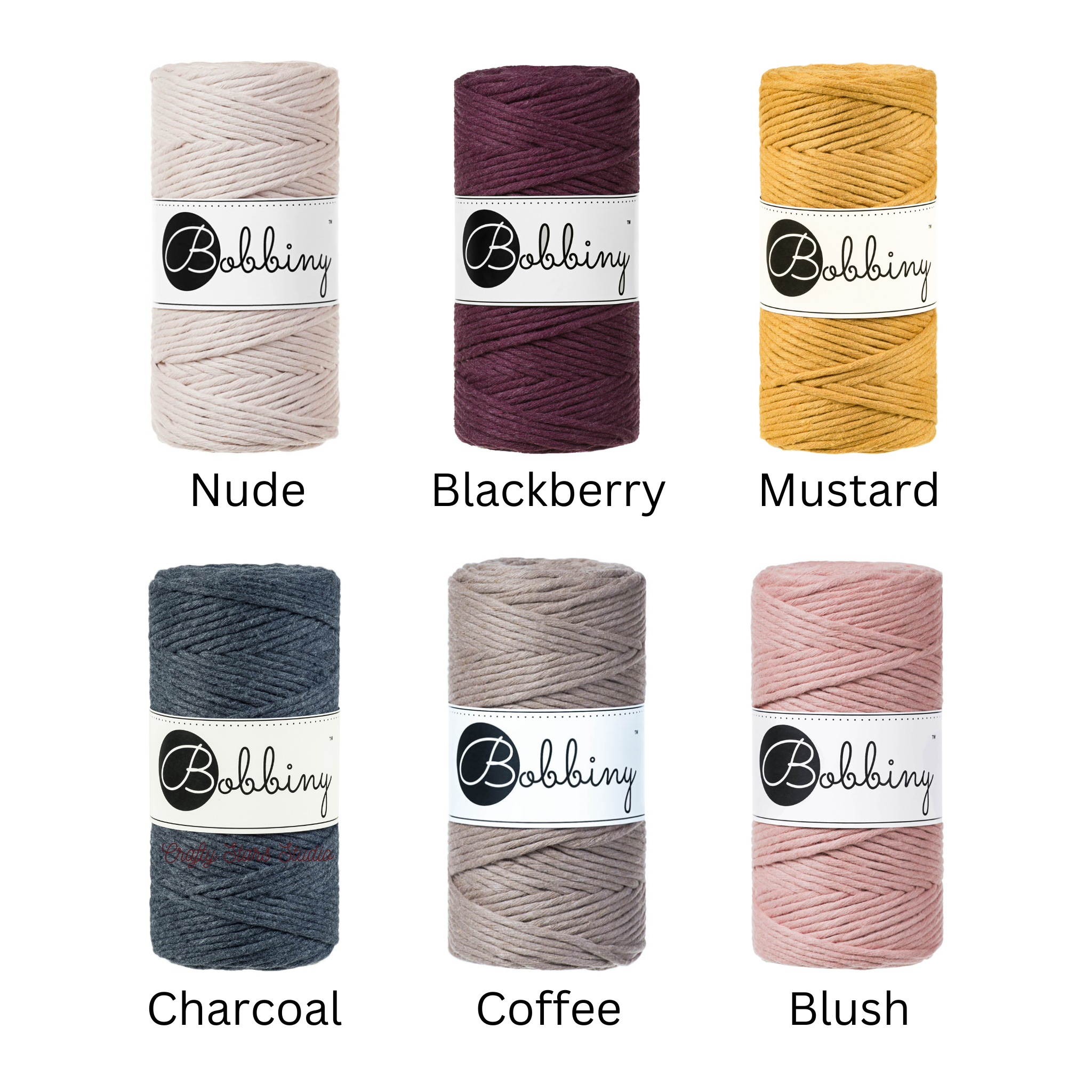 3mm Bobbiny Macrame Cord - 25 & 50 & 100m (full roll) – Crafty Stars Studio