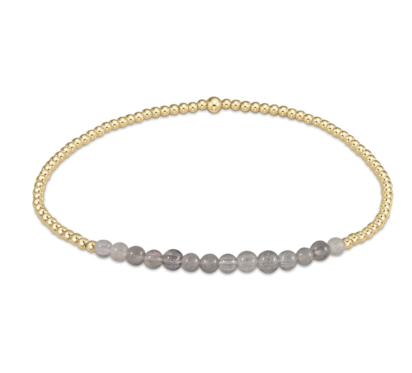 Classic Gold 2mm Bead Bracelet - Love Small Gold Charm