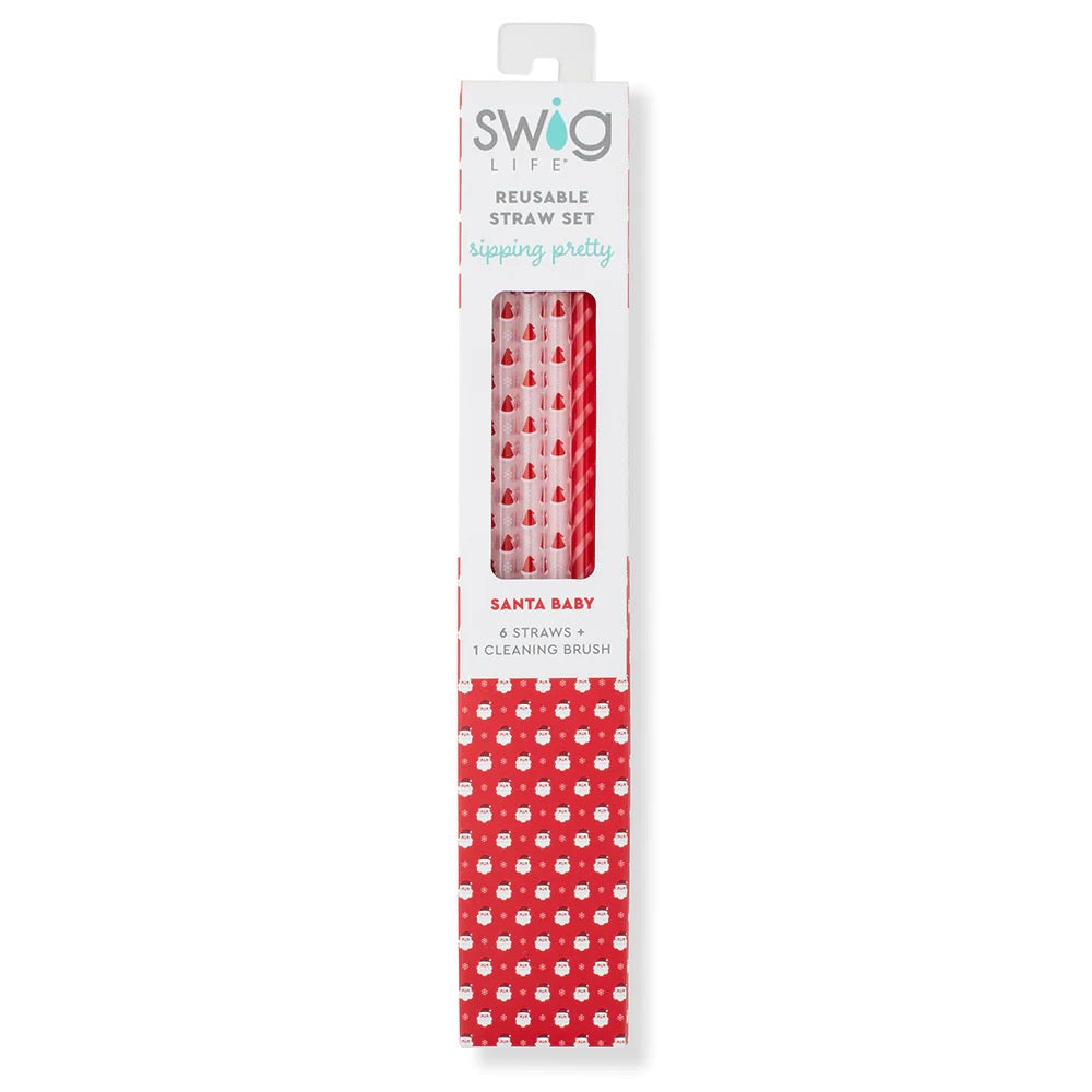 Swig Christmas Glitter Reusable Straw Set