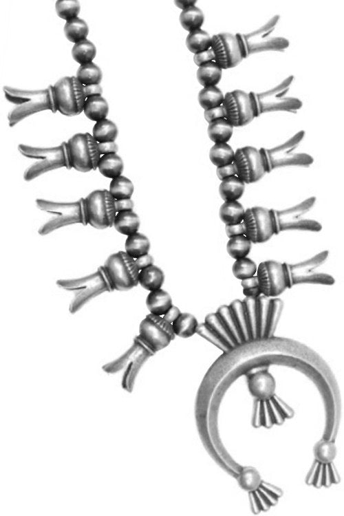 Navajo Sterling Silver & White Buffalo Squash Blossom Necklace & Earri –  Amanda Radke