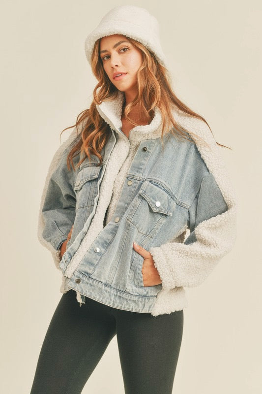 Carly Denim and Fleece Jacket