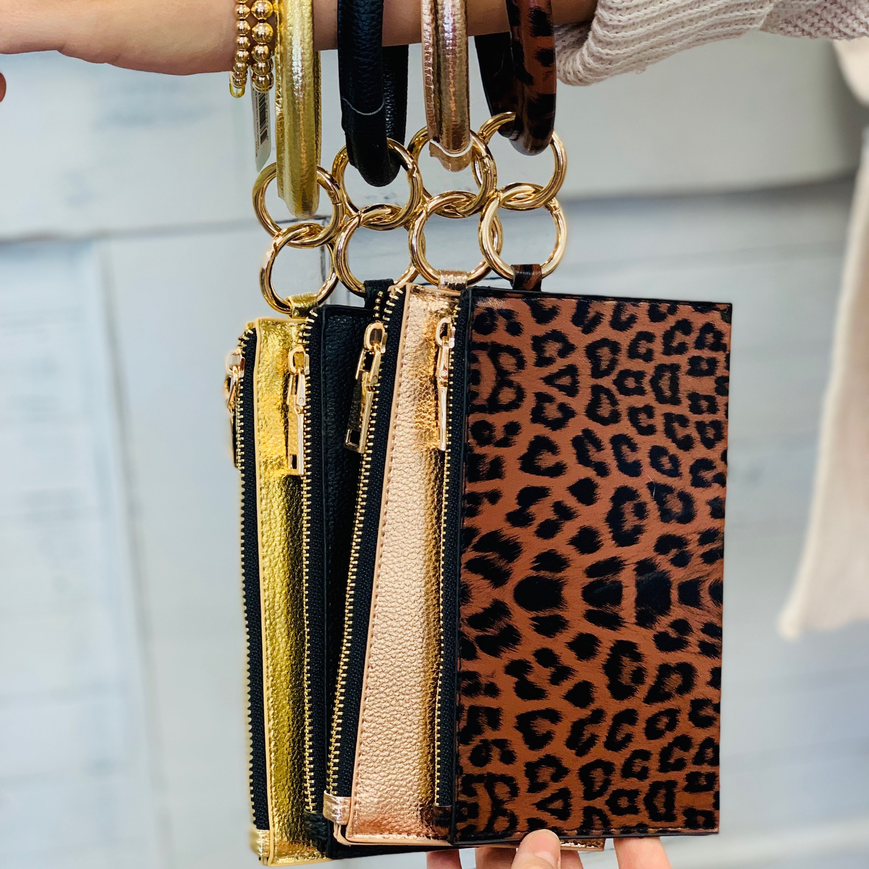 Print Leather Keychain Wallet