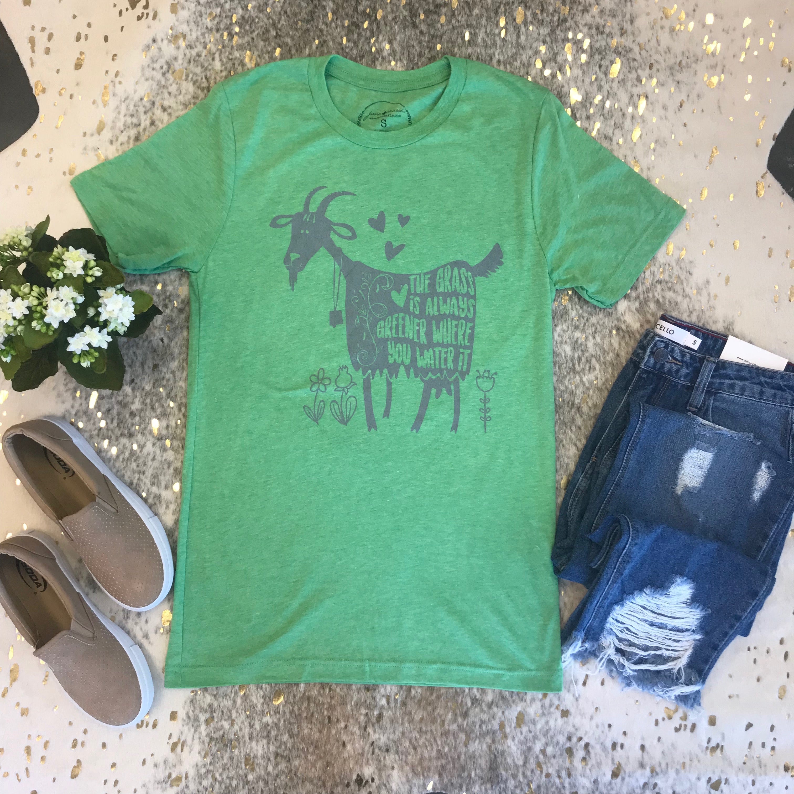 Jane Marie Grass Is Greener Goat Tee