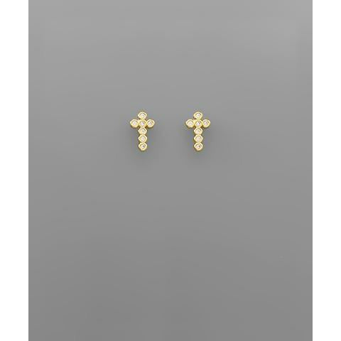 CZ yellow gold Gothic Cross Large Earrings Real 925 Silver Iced Moissa –  MIAMISILVER