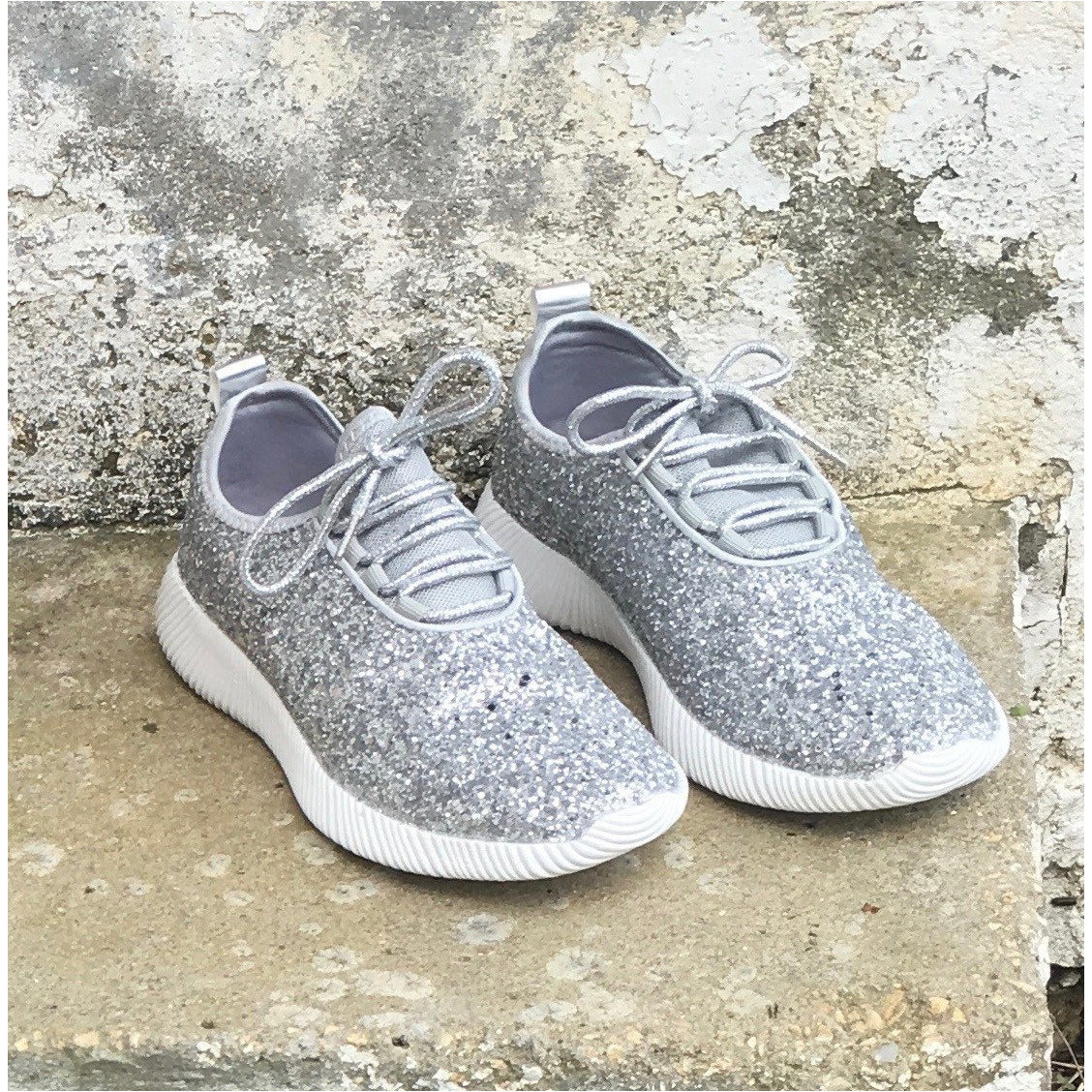 silver sparkle tennis shoes