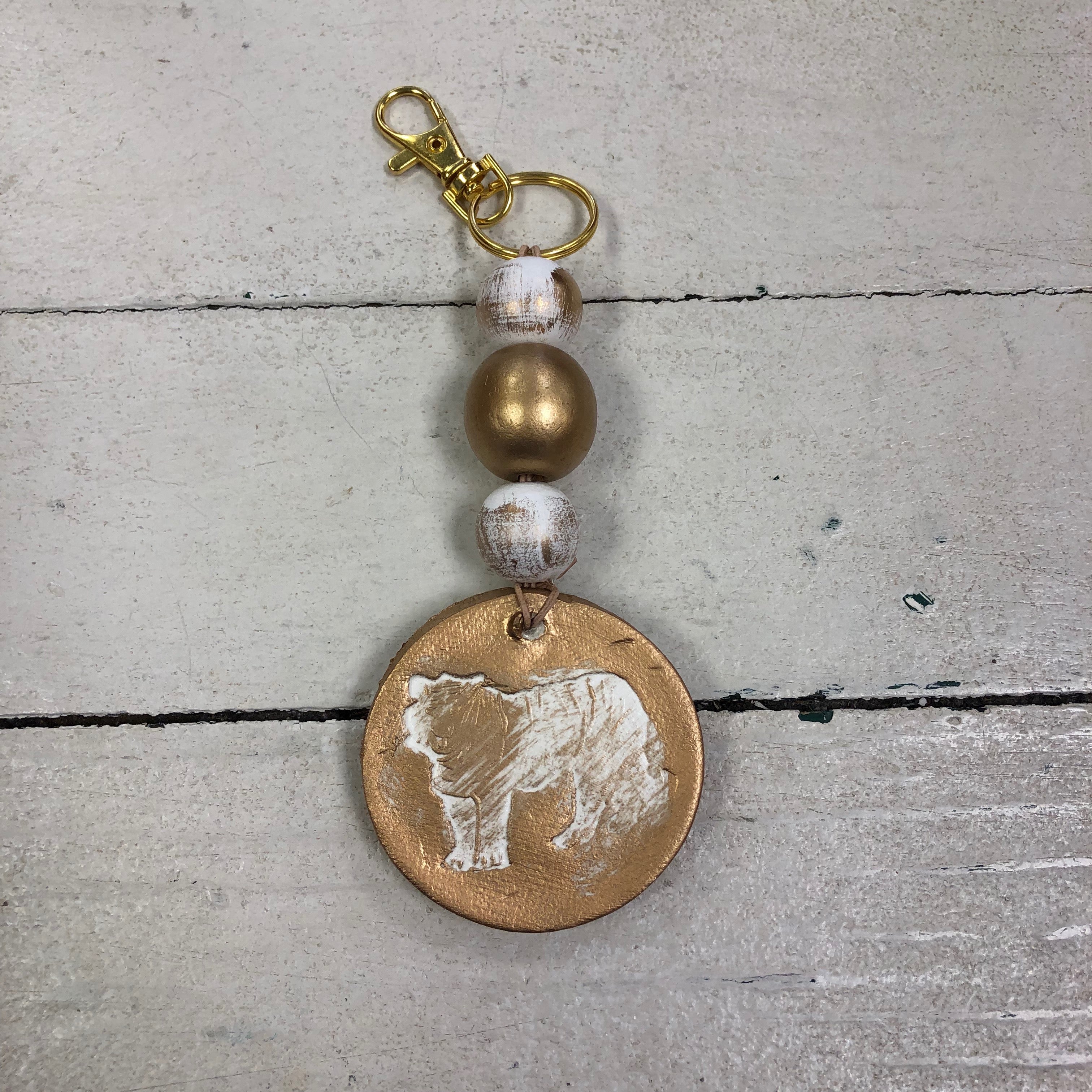 Tiger Keychain Gold Sparkling Charms