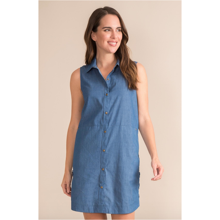 Yidarer Women's Casual Sleeveless Denim Shirt Dresses Button Down Long Jean  Dress with Belt(DarkBlue-L) at Amazon Women's Clothing store
