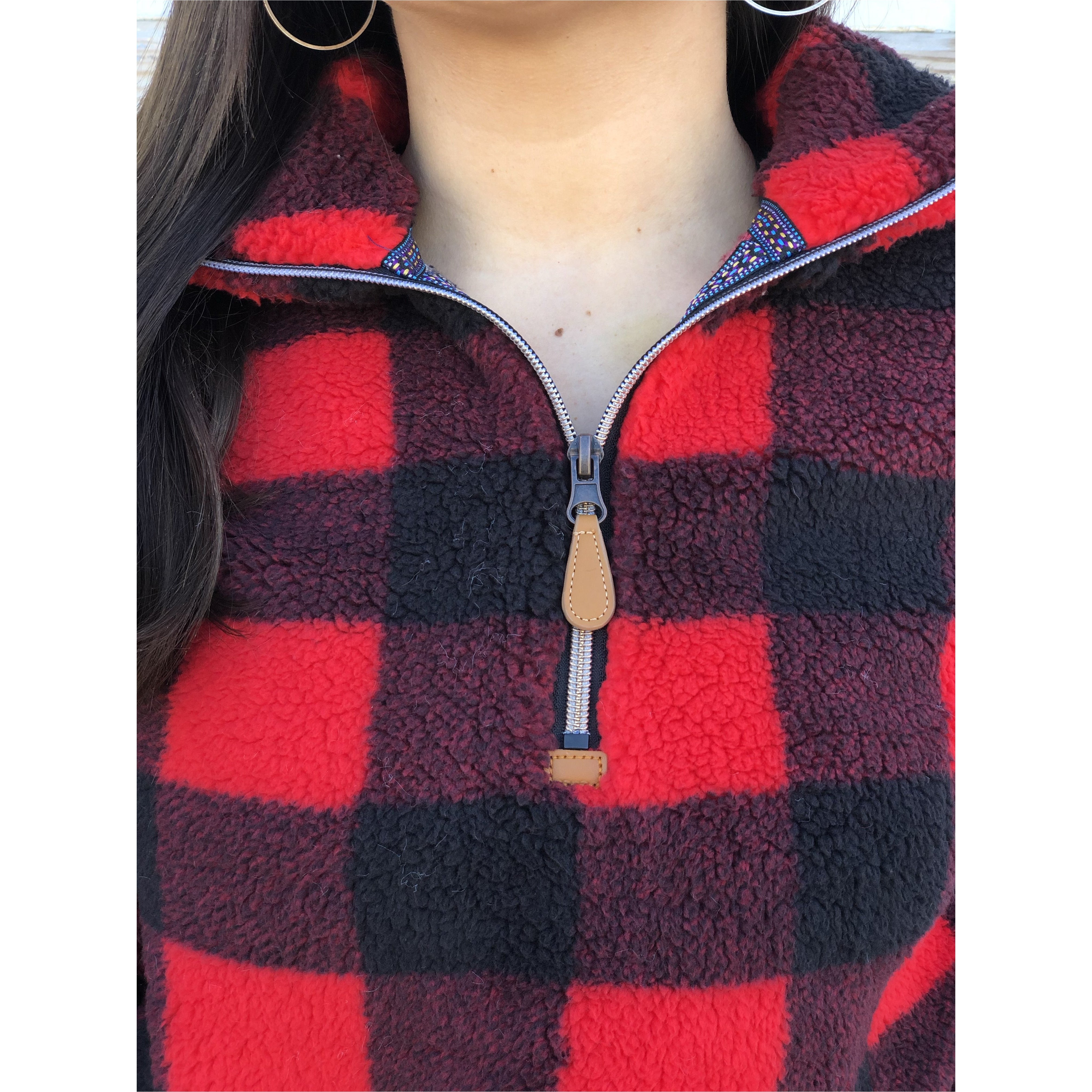 buffalo check sherpa pullover