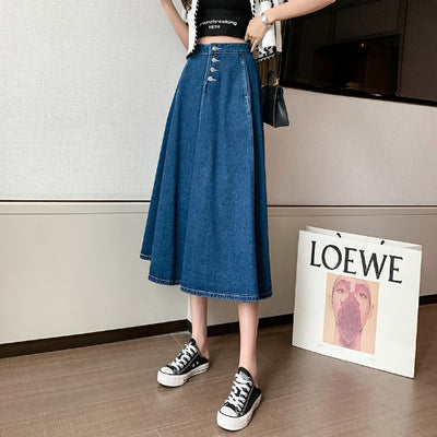 Half-Length Skirt Women's Spring New Loose And Thin Breasted Pleated Skirt