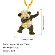 European and American hip-hop diamond panda pendant necklace exaggerated long pendant