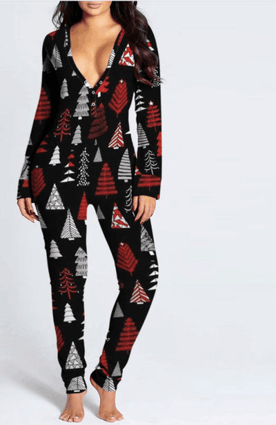Women's Home Sexy Christmas Print Jumpsuit