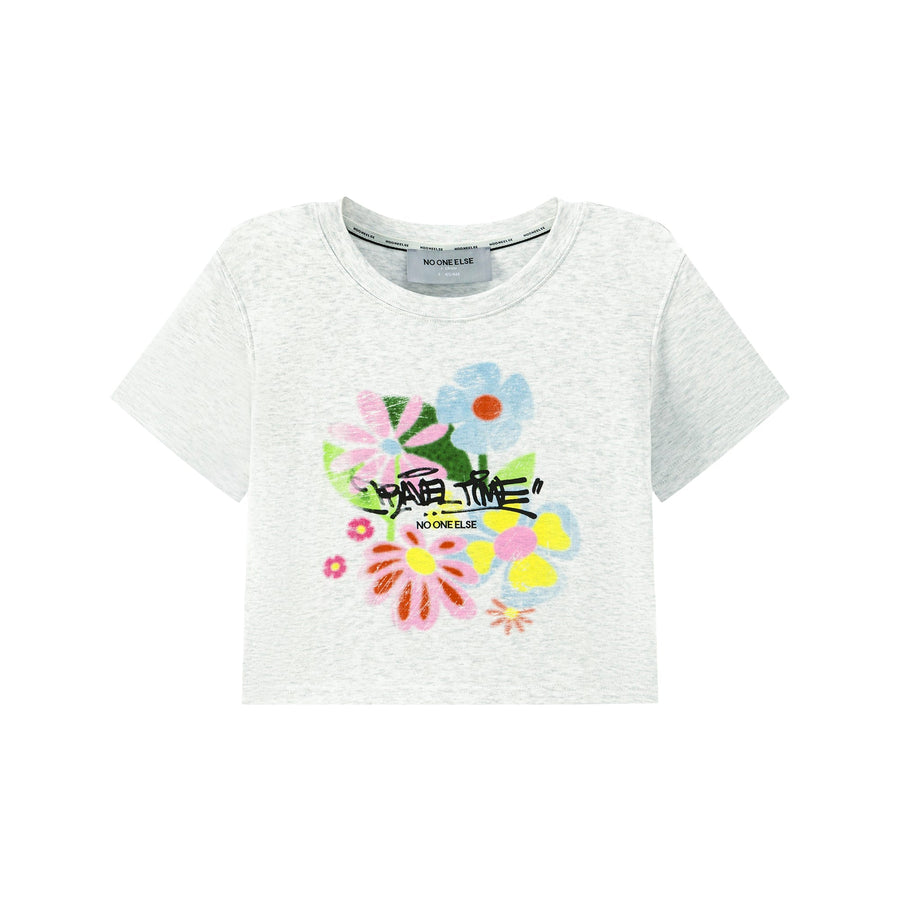 CHUU Flower Crop T-Shirt