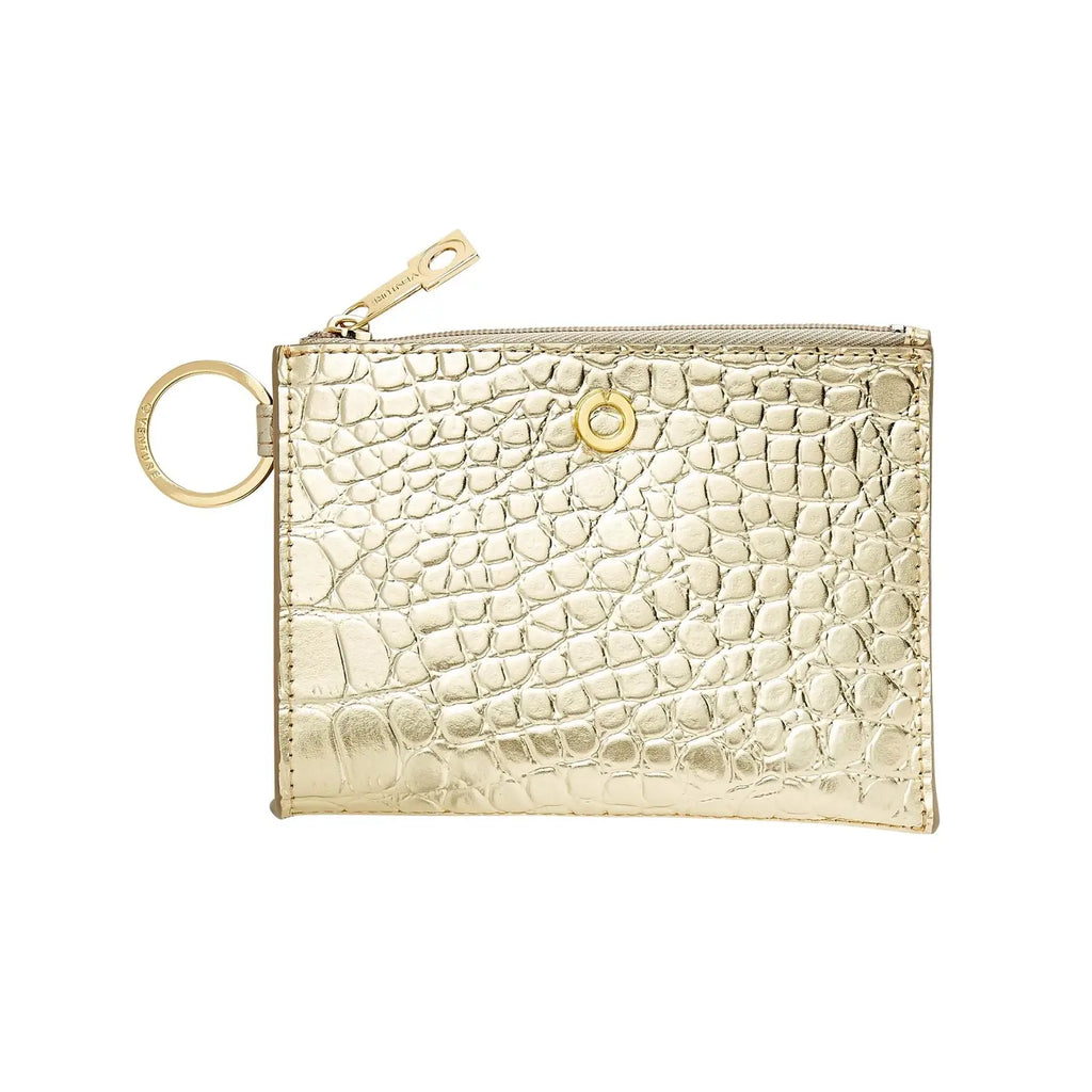 Leather Big O® Key Ring - Solid Rose Gold Croc-Embossed