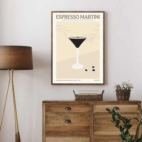 espresso martini print in a living room