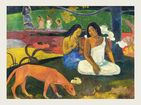 two women and a dog in a forest 