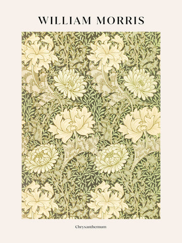 Flower pattern illustration with chrysanthemums and leaves in green