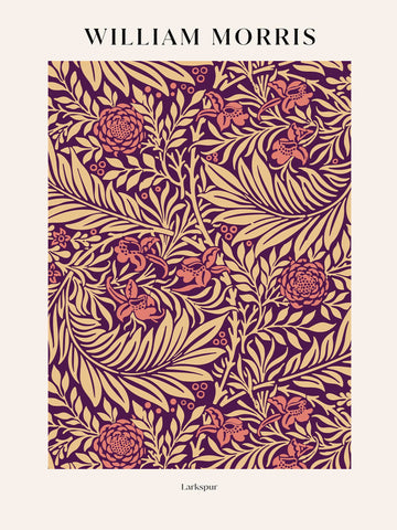 Illustration with a flower pattern with pink flowers and beige leaves on a dark purple background